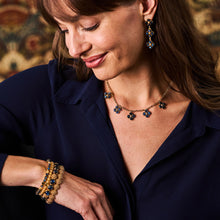 Load image into Gallery viewer, person wearing gold and Blue Labradorite jewelry