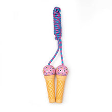 Load image into Gallery viewer, jump rope with ice cream cone shaped handles and blue and pink rope