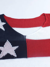 Load image into Gallery viewer, 4th Of July Knit American Flag Sweater showing neckline and loose knit