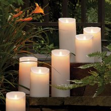 Load image into Gallery viewer, several Lightli Moving Flame Outdoor Pillars on stone stairs