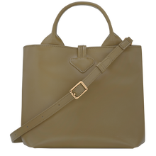 Load image into Gallery viewer, Longchamp Le Roseau Sleek Small Top Handle Handbag - Olive