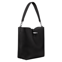 Load image into Gallery viewer, Longchamp Le Roseau Medium Leather Hobo Shoulder Bag - Black
