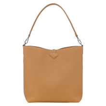 Load image into Gallery viewer, Longchamp Le Roseau Leather Hobo Shoulder Bag in Walnut with silver accents