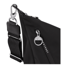 Load image into Gallery viewer, close up of detains on a Longchamp Le Pliage Energy Crossbody Bag in Black