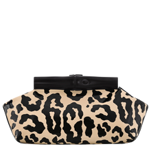 Load image into Gallery viewer, Longchamp Le Roseau Panthère S Leather Clutch Pouch with Beige and black Black animal print and black hardware
