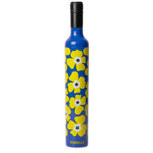 Load image into Gallery viewer, bottle shaped umbrella case blue printed with large yellow flowers