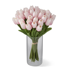 Load image into Gallery viewer, Real Touch 13 Inch Mini Tulip Bundle - 12 Stems pale pink in glass jar