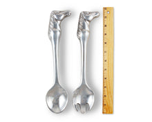 Load image into Gallery viewer, Horse Figural Serving Set next to 12" ruler