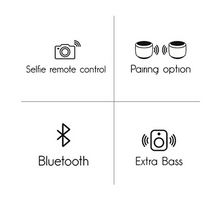Load image into Gallery viewer, graphic with ext selfie remote control pairing option, bluetooth extra bass