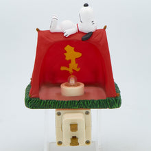 Load image into Gallery viewer, Snoopy & Hidden Woodstock Camping Tent 5"H Night Light showing light and image of Woodstock inside the tent