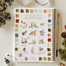 Load image into Gallery viewer, Woodland Watercolor Workbook back cover with woodland animals