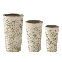 Load image into Gallery viewer, Cream & Green Floral Ceramic Pots