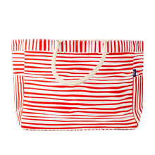 Load image into Gallery viewer, Stripe Durham Tote - White/Red