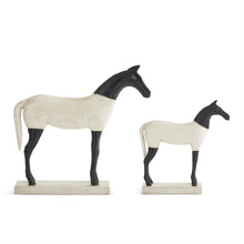 Load image into Gallery viewer, Two Black & White Metal & Resin Horses