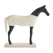 Load image into Gallery viewer, horse statue with black head and legs and a white body