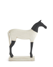 Load image into Gallery viewer, horse statue with black head and legs and a white body