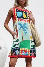 Load image into Gallery viewer, Vacation Sleeveless Mini Dress - Multi Print