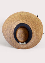 Load image into Gallery viewer, Joliet Hand-woven Straw Sun Hat with black bow showing interior