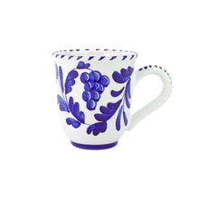 Load image into Gallery viewer, Vietri Arezzo Cobalt Mug showing painted grapes design