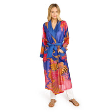 Load image into Gallery viewer, woman wearing a Crane Print Cobalt Robe