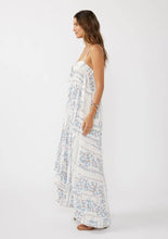 Load image into Gallery viewer, Hi-Lo Spaghetti Strap Patchwork Ruffle Maxi Dress - Creamy/Dusty Blue