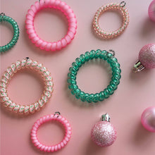 Load image into Gallery viewer, TELETIES Spiral Hair Coils Merry Pinkmas Hair Ties - Small
