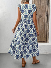 Load image into Gallery viewer, Loose V-neck Printed Long Dress back view