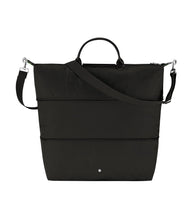 Load image into Gallery viewer, Longchamp Le Pliage Green Travel Bag Expandable in Black canvas and black leather