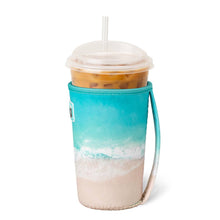 Load image into Gallery viewer, Swig High Tide Iced Cup Coolie holding an iced coffee cup and showing handle