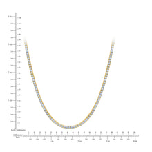 Load image into Gallery viewer, Crislu 2mm Round Cut Tennis Necklace Finished 18KT Yellow Gold set against a grid to show stone width