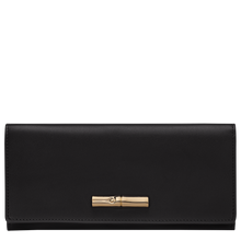 Load image into Gallery viewer, long black wallet with gold accents