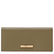 Load image into Gallery viewer, Longchamp Le Roseau Long Continental Leather Wallet Olive