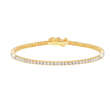 Load image into Gallery viewer, Crislu Brilliant Round Cut 2mm Tennis Anklet Finished in 18kt Yellow Gold