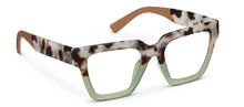 Load image into Gallery viewer, square frame with light grey tortoise on the top, light green on the bottom and brown arms