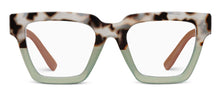 Load image into Gallery viewer, square frame with light grey tortoise on the top, light green on the bottom and brown arms