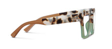 Load image into Gallery viewer, square frame with light grey tortoise on the top, light green on the bottom and brown arms