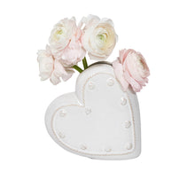 Load image into Gallery viewer, Juliska Berry and Thread 6" Heart Vase - Whitewash with small flowers