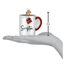 Load image into Gallery viewer, Graphic Old World Christmas Swiftea Mug Ornament showing 3" height