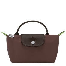 Load image into Gallery viewer, Longchamp Le Pliage Green/Recycled Canvas Pouch w/ Handle in a mocha color