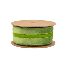 Load image into Gallery viewer, Wired Velvet 1 1/2" Green w/ Green Trim Ribbon on a spool