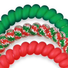 Load image into Gallery viewer, close up of TELETIES Spiral Hair Coils Naughty or Nice Hair Ties