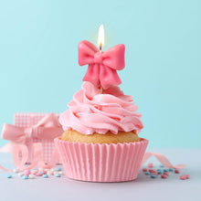 Load image into Gallery viewer, WRAP PARTY Bow Candles in a cupcake