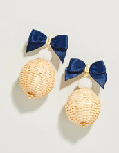 Load image into Gallery viewer, Spartina 449 Bow Bauble Earrings Blue/Natural