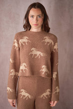 Load image into Gallery viewer, Brown and tan Horse Sweater Lounge Set - long sleeve top