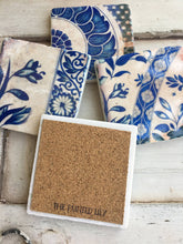 Load image into Gallery viewer, four coasters one turned over to show cork backing