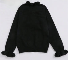 Load image into Gallery viewer, Ruffle Collar V-Neck Knit Sweater - Black