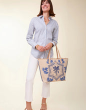 Load image into Gallery viewer, Spartina 449 Aida Buttonfront Shirt Lakeside Blue Stripe