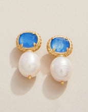 Load image into Gallery viewer, Dark blue Spartina 449 Karina Pearl Stud Earrings