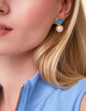 Load image into Gallery viewer, Dark Blue Spartina 449 Karina Pearl Stud Earrings