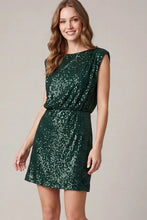 Load image into Gallery viewer, Sequin Mini Dress With Lining - Sea Green